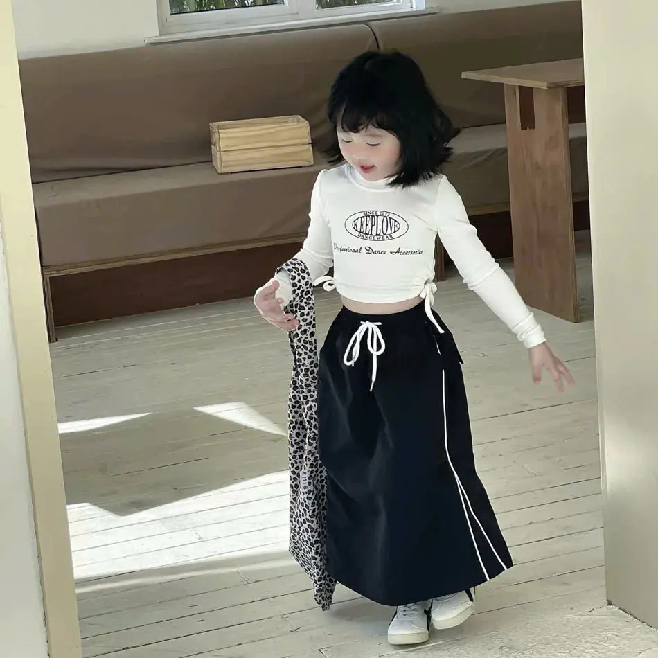Áo thun dài tay croptop in chữ KEEPLOVE chất zip cotton cho bé 10-23kg