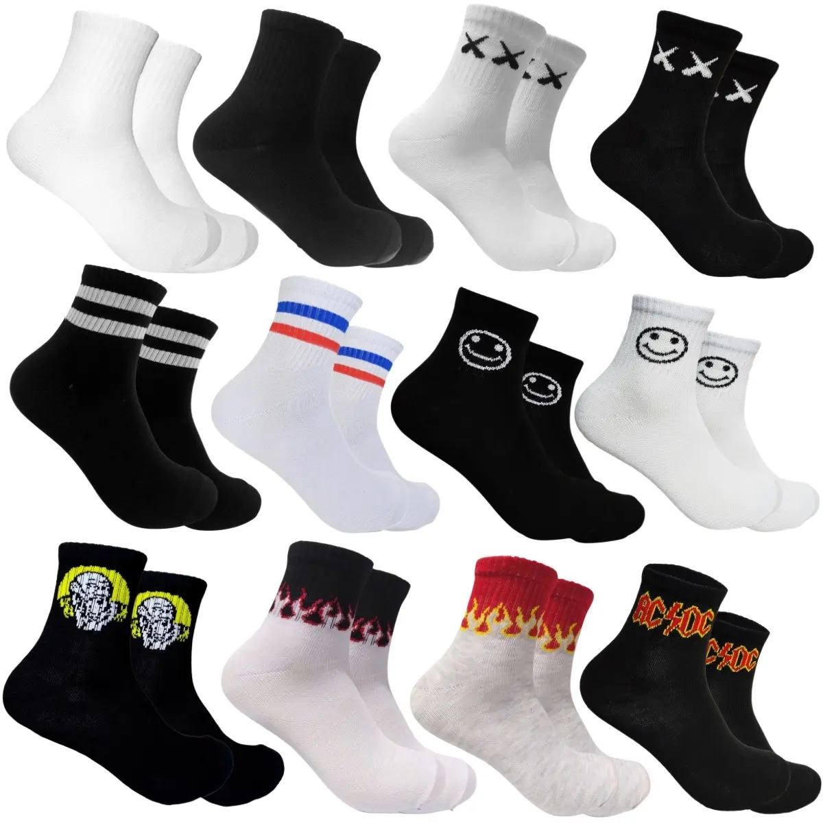 Kaos Kaki Pendek Motif Olahraga Oldschool Garis Setrip Strip Tebal