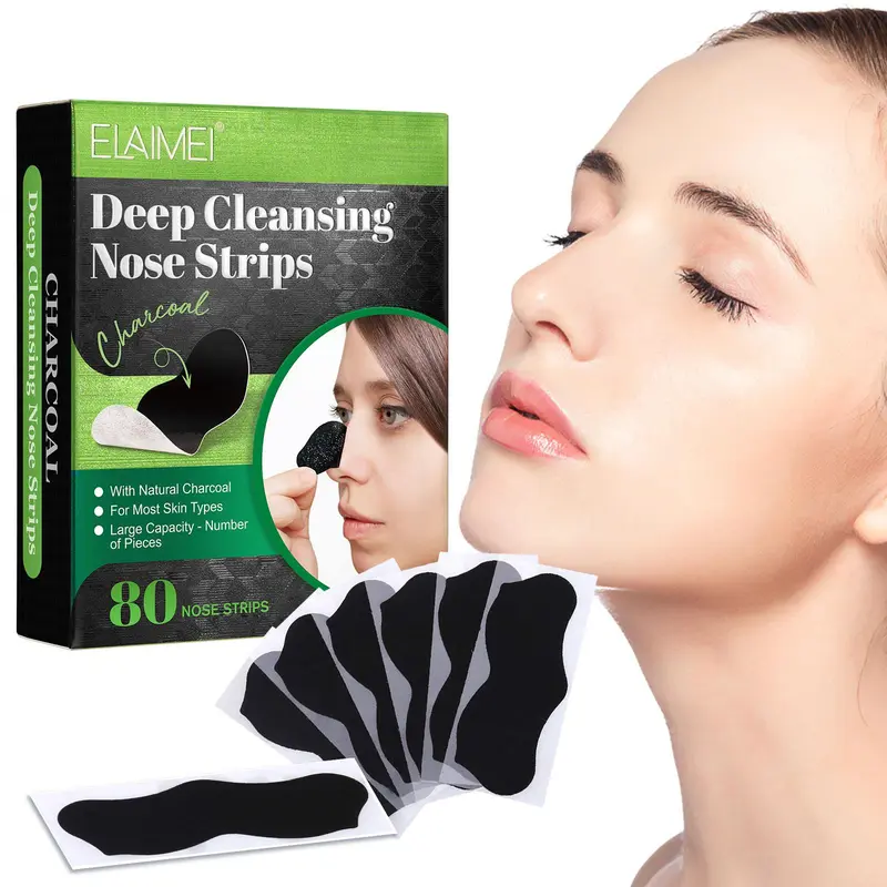 Deep Cleansing Nose Patch, 80pcs/box Nose Strips, Nose Pores Cleaning Strips, Suitable for Oily Skin, Professional Skincare Products for Women 0