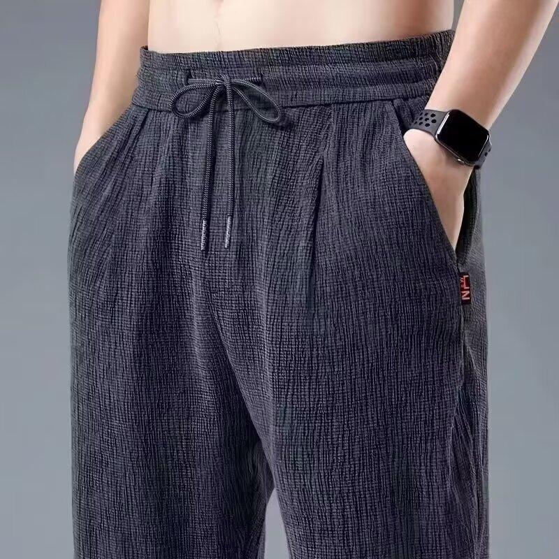 Product Introduction of Men's Pants Summer Ultra-Thin Cotton Linen Linen Loose Men's Ice Silk Leisure Trousers Straight Summer Wear Summer Pants Cropped Menswear Lingerie 2
