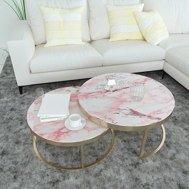 Marble Pattern Self-adhesive Wallpaper, 1 Roll Pink Waterproof Peel and Stick Wallpaper, Easy To Remove Wall Art Sticker for Kitchen Countertop and Cabinet Shelf Liner 6
