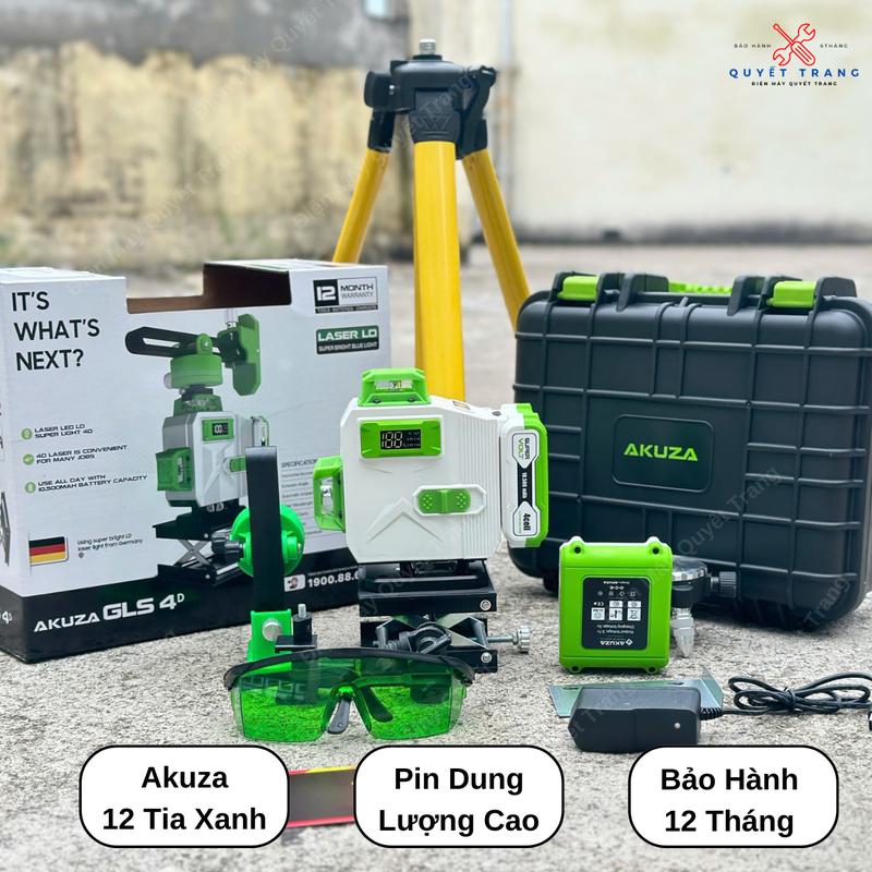 Máy Cân Bằng Laser 16 Tia Xanh Akuza GL4S Bóng LED Siêu Sáng Pin Dung Lượng Lớn Kèm Chân 1m2