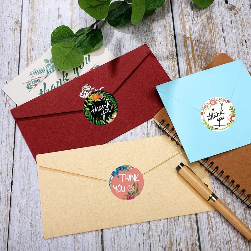 MALL - Sticker Thankyou 1Roll (500Pcs) Label Segel Order Packing Motif Bunga Love Serbaguna STC01 Plastik Stiker Amplop 3