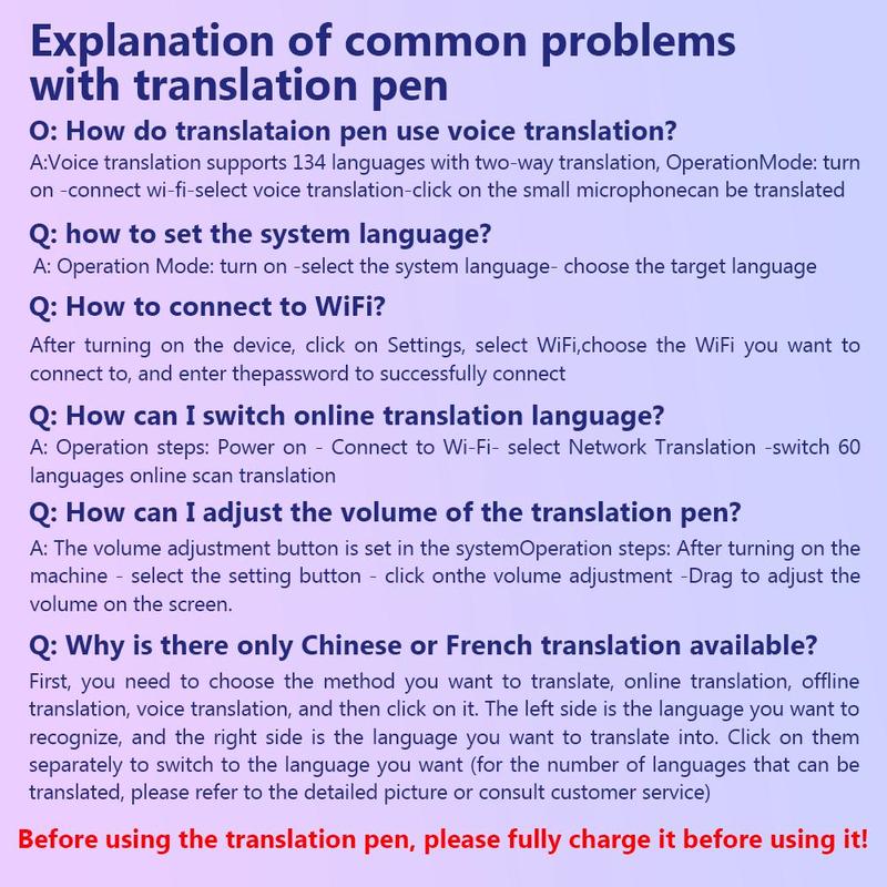 Intelligent Translation Pen, Rechargeable Multifunctional Online Scanning Translation Pen, Instantly Translated Pen, 134 Languages Translation Pen for Travel, Business, Study, Ideal Gift Choice 7