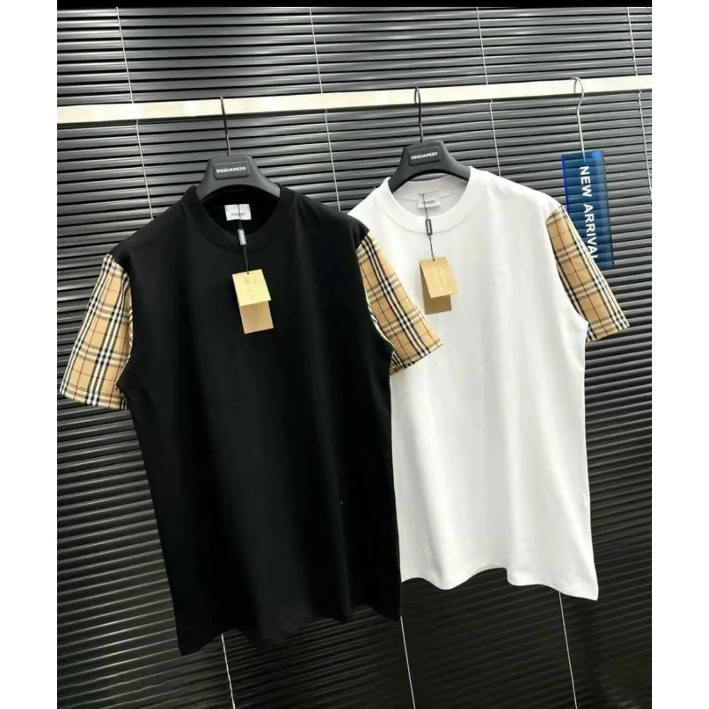 Áo phông B.B.R phối tay kẻ nam nữ cổ tròn cotton co dãn 4 chiều màu đen trắng S-XXL - Hottrend