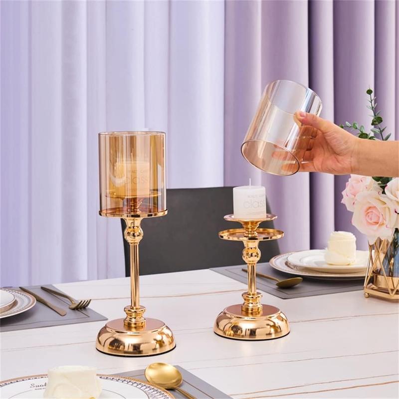 Modern Clear Glass Candle Holder without Candle, 1 Count Elegant Candle Holder, Home Decor for Living Room, Dining Table Decoration Center 3