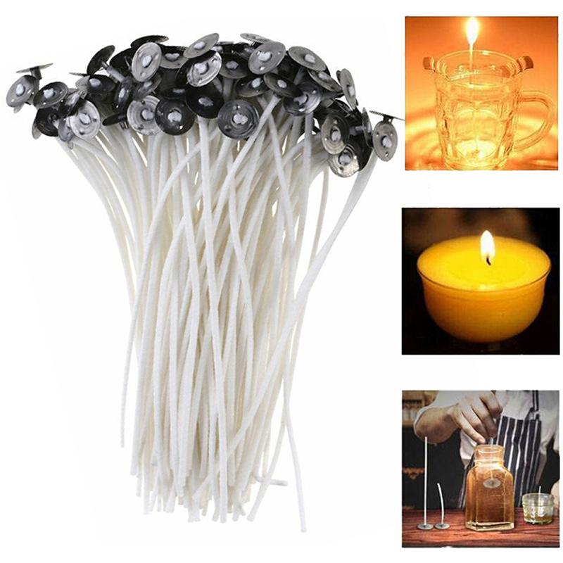 Product Introduction of 100Pcs Candle Wicks Cotton Core Waxed Wick with Sustainer for Candle Novelt 12