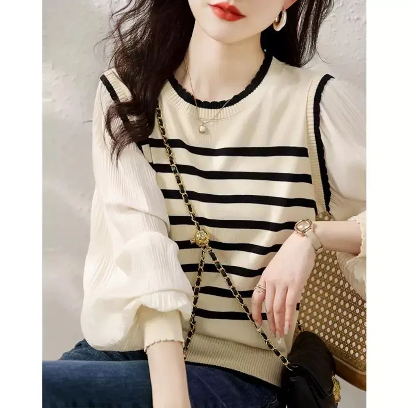 FLIDA - D28 atasan rajut wanita lengan balon panjang Korean Style - Remaja, Baju - Putih - Knitwear Tanga 1