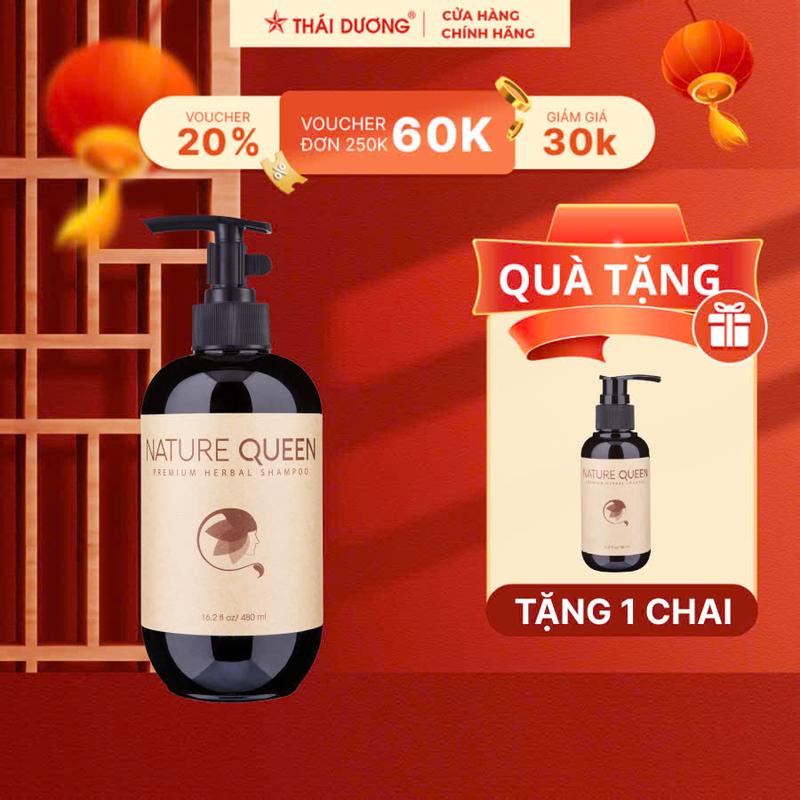 [Live - Mua 1 tặng 1] 01 Dầu gội dược liệu cao cấp Nature Queen Chai 480ml tặng 01 Dầu gội dược liệu cao cấp Nature Queen Chai 100ml HOẶC 2 tuýp sữa tắm 7 plus 50gr HOẶC Kem đánh răng Nature Queen Bạc hà 100GR- Sao Thái Dương