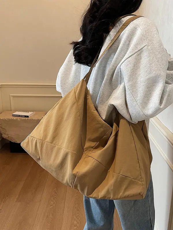 Women's Solid Color Shoulder Bag, Large Capacity Crossbody Bag for Work & School, Casual Trendy Versatile High-quality Daily Commuting Bag, Girl Fashionable Shopping Bag 7