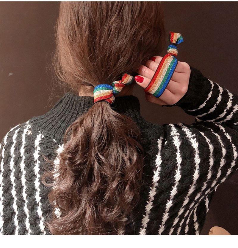 Product Introduction of Korean Style Simple Colorful High Elastic Rubber Band Bracelet Tie up a Bun Hairstyle Leopard Print Hair Rope 9