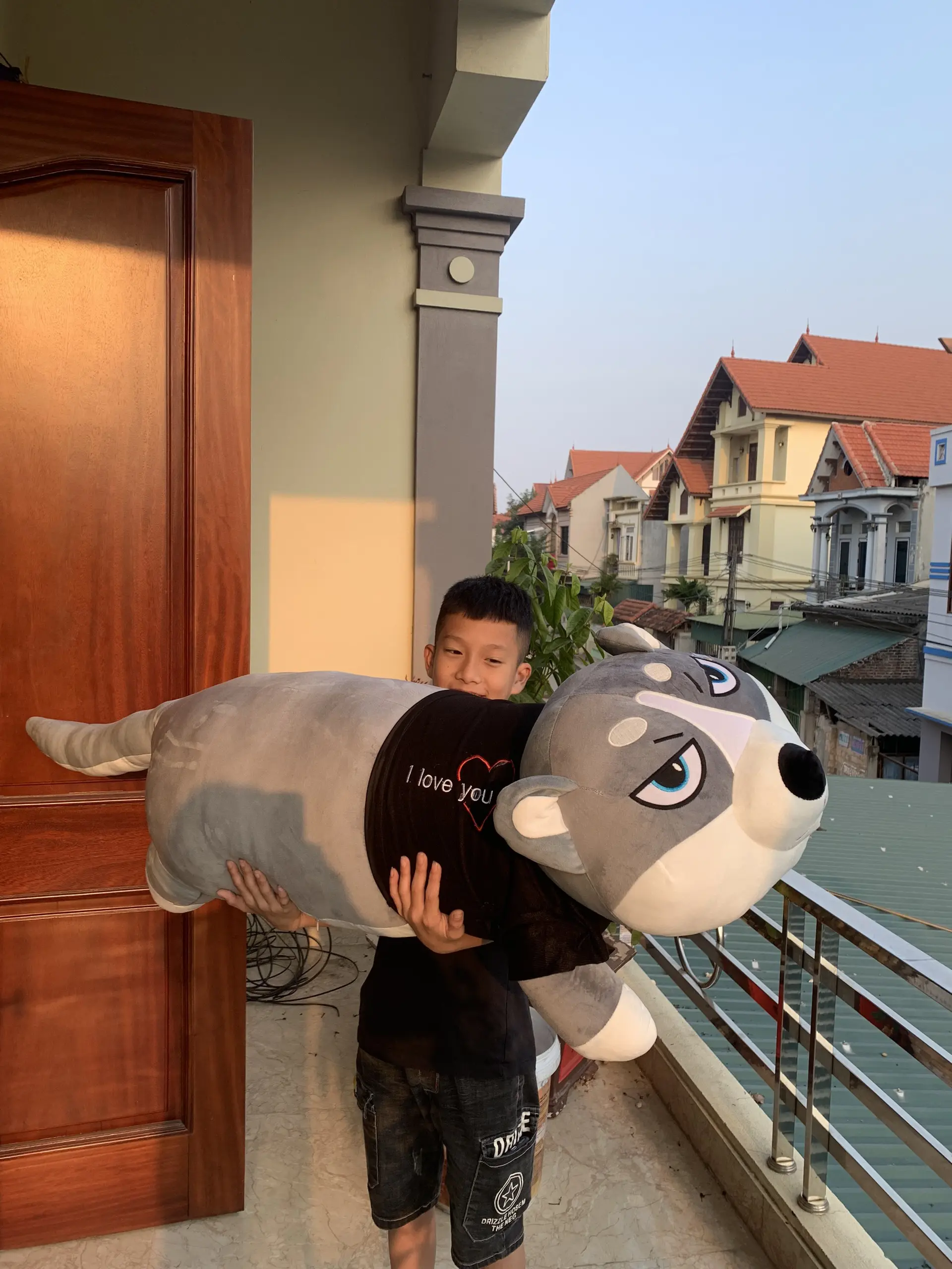 gấu bông chó ngáo husky sz 1m5 mềm mịn siêu to khổng lồ+
