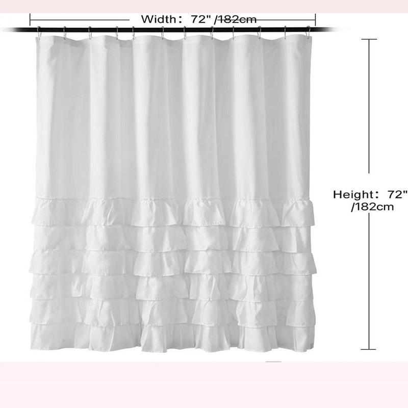 Product Introduction of Ruffle Trim Bathroom Curtain, 1 Count Solid Color Bathroom Decorative Curtain with Hooks, Bathroom Accessories, Home Decor Supplies for Bathroom 6