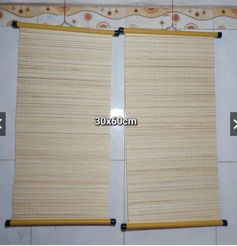 Mành câu đối Liễng tre tăm trơn trang trí Tết 30x60cm