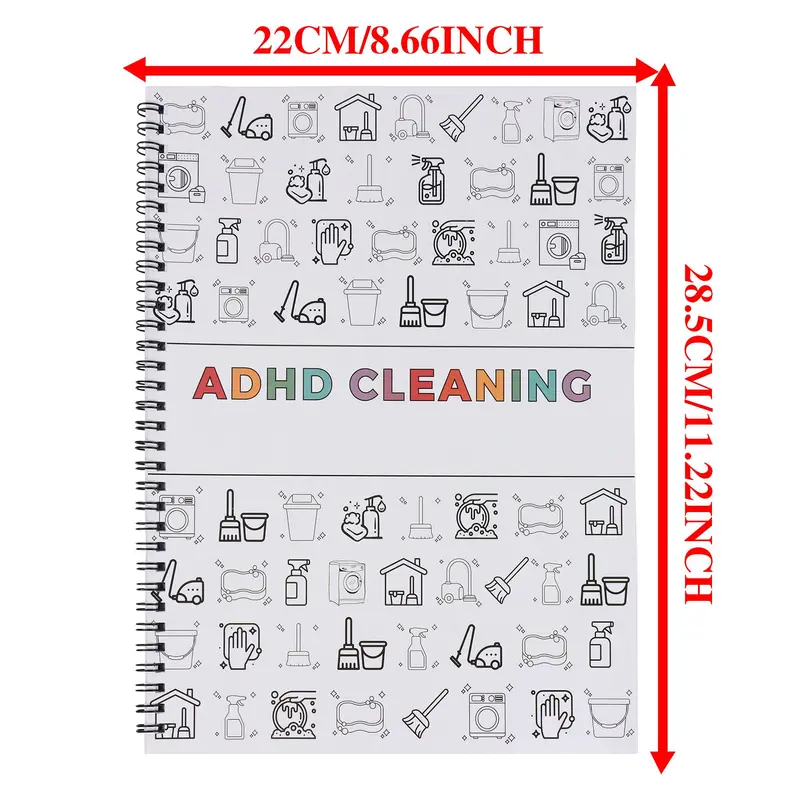 Cleaning Tool Pattern Planner Notebook, 1 Count Weekly & Monthly Planner Notebook, Household Cleaning Schedule Notebook, Office Stationery & Calendar Supplies 2