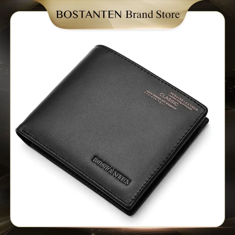 BOSTANTEN Dompet Pria Classic Kulit Sapi Asli Hitam/Coklat