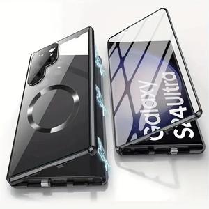 2 in 1 レンズ保護付きスマホケース、磁気保護カバー、Samsung Galaxy S25 S24 S23 S22 S21 Ultra対応、耐衝撃