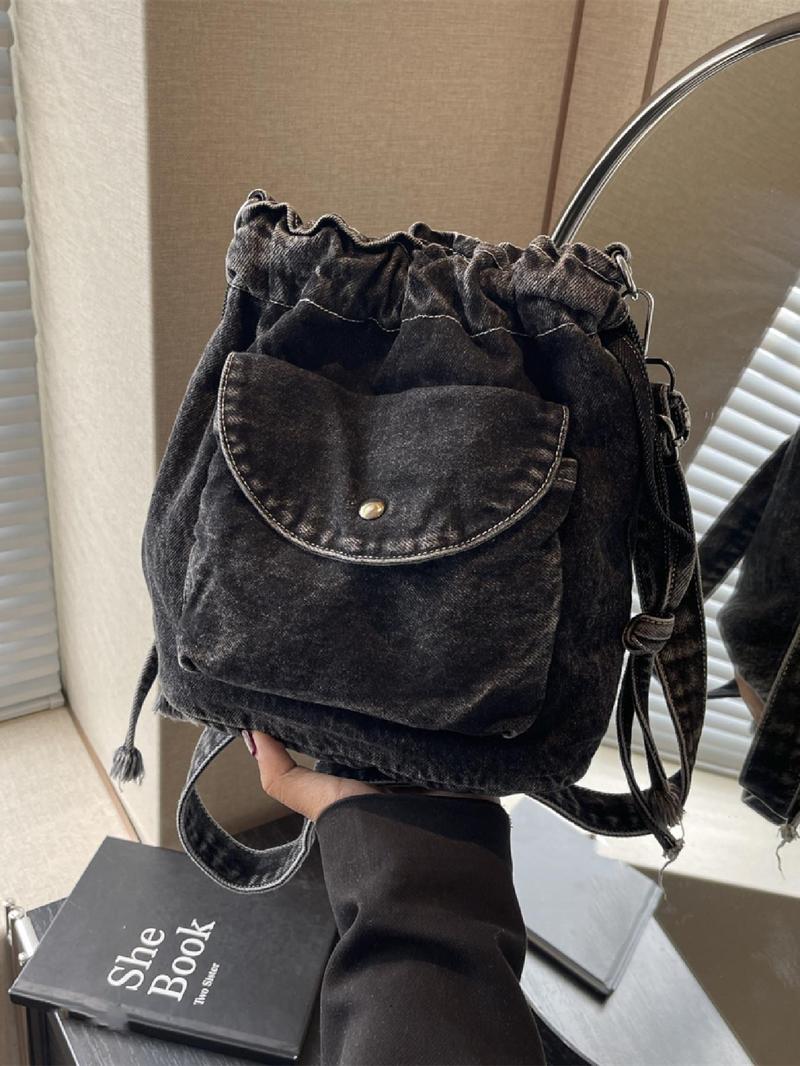 Product Introduction of Women's Denim-effect Washed Crossbody Bag, Fashionable Pocket Design Shoulder Bag for Daily Used, Casual Trendy Versatile High-quality Daily Commuting Bag, Purse 0