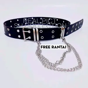 Belt eyelets strady free rantai tali pinggang wanita fashion kulit  round buckle Aksesoris Laki-laki Perempuan