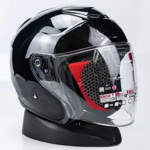 Helm Half Face MLA KYOTO || BLACK GLOS Kaca Visor Bening || Helm Premium Untuk Pria Dan Wanita Dewasa SNI Motorcycle