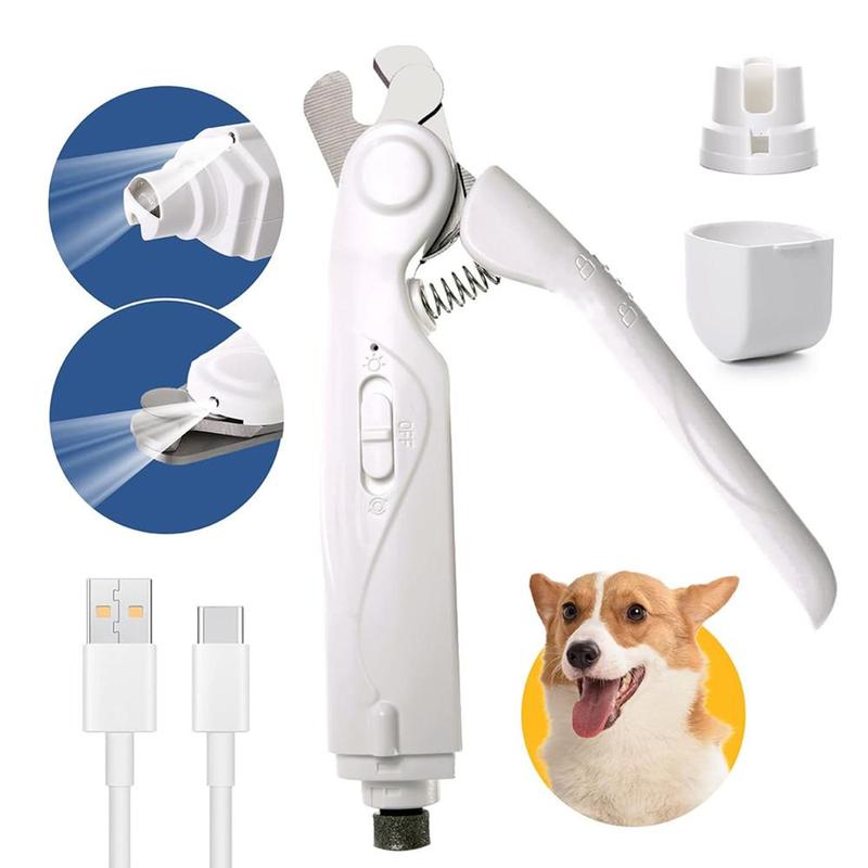 Low Noise Electric Dog Nail Clipper, Rechargeable Cat Nail Clipper with LED Light, Professional Pet Nail Clipper for Small, Medium and Large Dogs 0