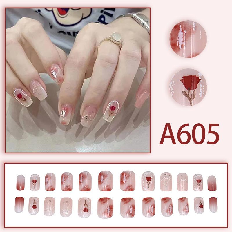 Product Introduction of Summer Autumn Gentle Simple Pure Desire Style Wearable Nail Tips Printed Solid Color French Style Detachable Fake Nails 2