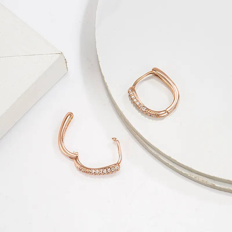 Luxe & Luster Jewelry Khuyên Tai Tròn Zircon, Vàng Hồng, Trang Sức Đồng Thau, Trang Sức Nữ, Thiết Kế Độc Đáo Cao Cấp, Tinh Tế, Thanh Lịch, Dễ Phối Đồ, Phong Cách Hàn Quốc 3