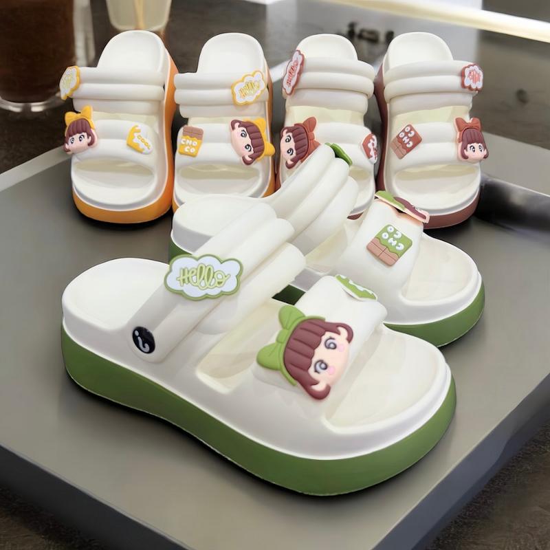 Dép bánh mì nữ quai ngang đế dày cao 5cm hình Bé Gái dễ thương siêu nhẹ bền chống trơn trượt D7751