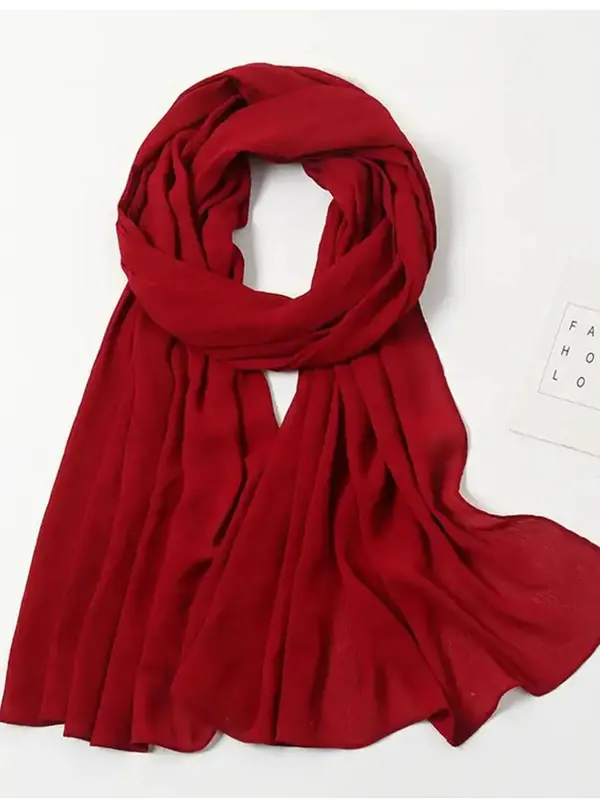 Women's 2024 Casual Solid Color Chiffon Shawl, Simple Wrinkle Long Soft Shawl for Daily Wear, Elegant Sunscreen Windproof Scarf for Women & Girls for Birthday Gift 0