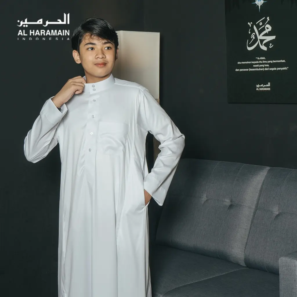 Gamis ANAK & REMAJA AL Haramain Viet Polos | Putih | Hitam | Cream Tulang | Ungu v11