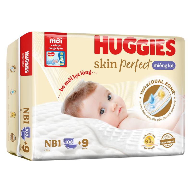  Miếng lót lọt lòng Huggies Skin Perfect  Newborn 1 dưới 5kg 108 miếng  