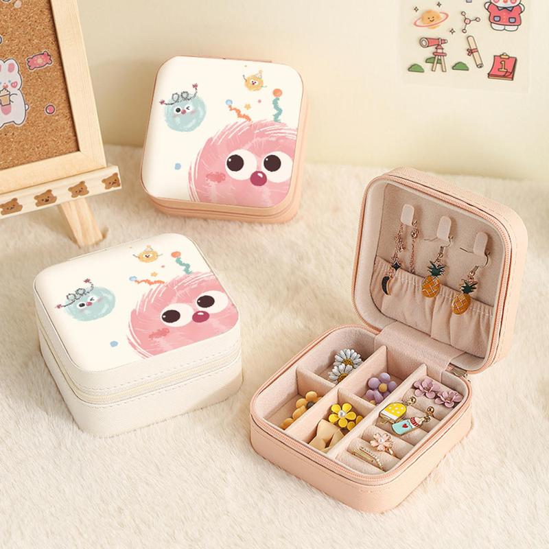 Retro Cartoon Pet Pattern Jewelry Box Good Quality Handle Cartoon Jewelry Box Handheld Jewelry Box for Ring 0