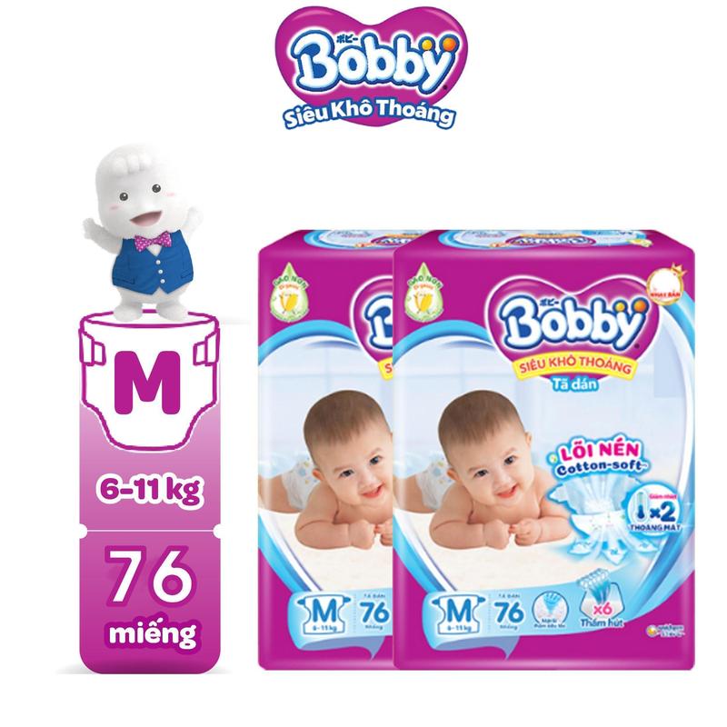 [COMBO 2] Bobby Tã dán M76 Siêu khô thoáng Tinh chất gạo non