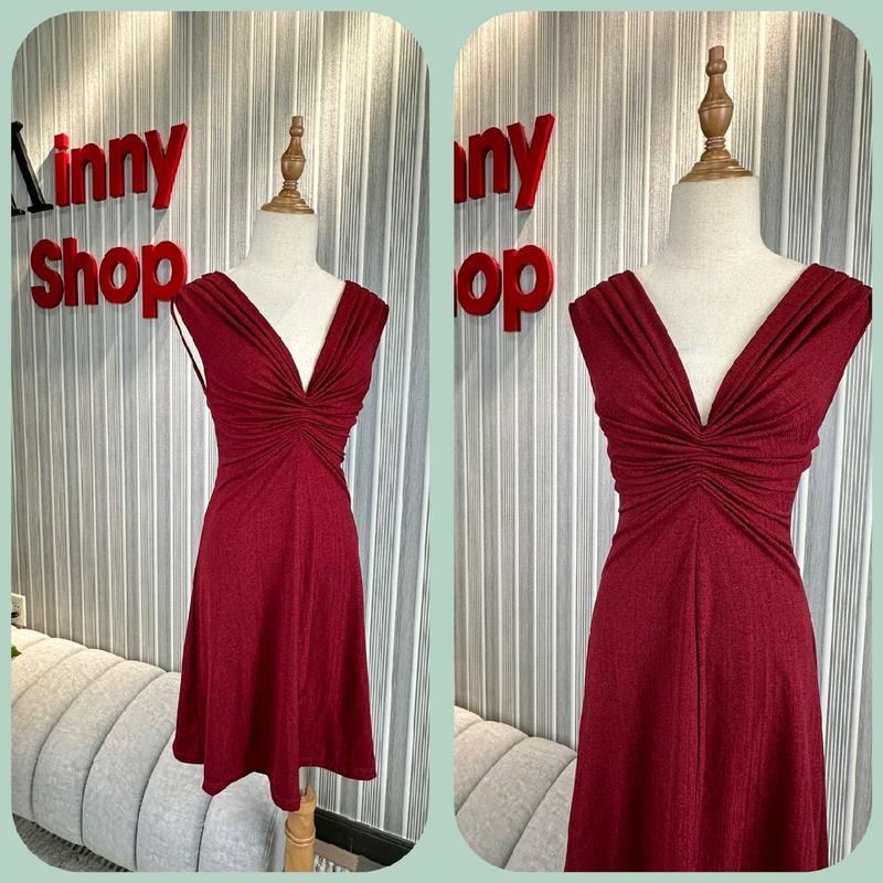 Đầm Thun Nhún Cổ Tim Dáng A  _ TB2289. Dress Nữ Đi Tiệc, Đi Làm, Đi Chơi. Tôn Dáng Kem Che Khuyết Điểm Cho Women Nữ Women Dress Thun 1
