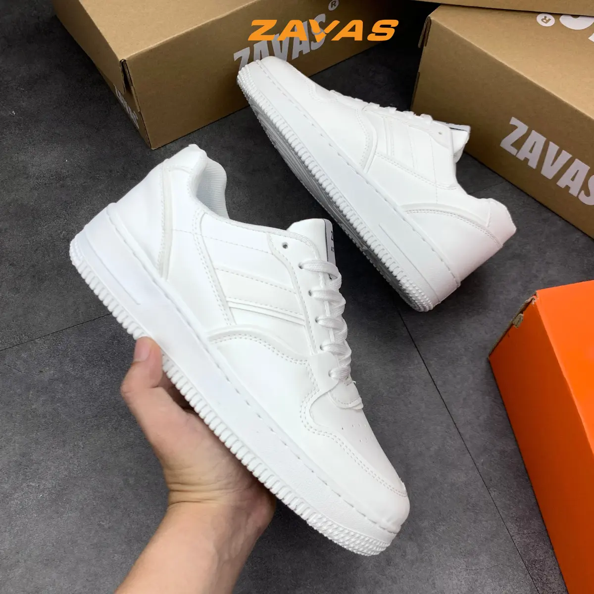 Giày thể thao nam sneaker trắng ZAVAS bằng da thời trang form giày gọn gàng dễ mặc đồ đi êm chân - Z69 Shoes Đế Bằng