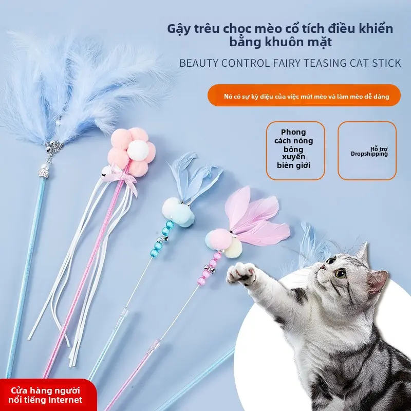Đồ Chơi Cho Mèo, Đũa Phép Ảo Thuật, Giá Đỡ Cọ Dài, Chống Cắn, Đồ Chơi Xả Bó Cho Thú Cưng, Thích Hợp Cho Mèo, Đồ Dùng Thú Cưng vòng  đeo  cổ  cho  mèo removable  collar chuông  báo  thức  mèo giỏ  đựng  cún  đi  xe  máy camera  đeo  cổ  mèo pet  chuỗi cây