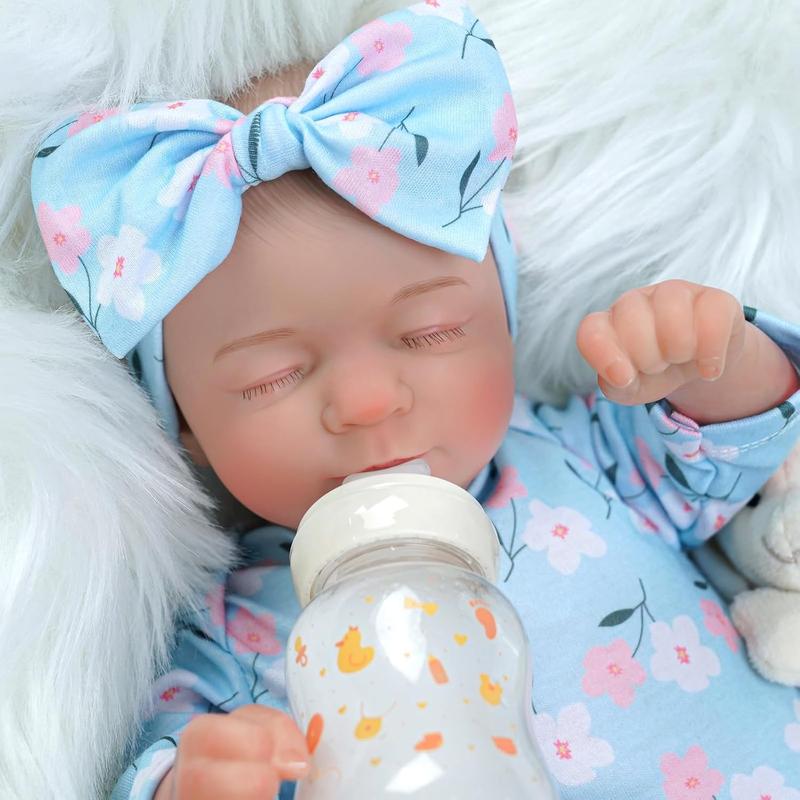Lovely Reborn Doll with Clothes & Accessory, 1 Set 17 Inch Soft Body Realistic Doll, Creative Doll Toy for Birthday Festival Gifts 6