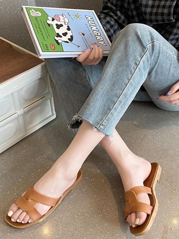 2024 Fashionable Solid Criss Cross Strap Gypsy Sandals, Luxury Designer Slides, Summer Casual Soft Open Toe Home Walking Shoes for Girl, All Match Slippers for Indoor & Outdoor Wear, Footwear 8