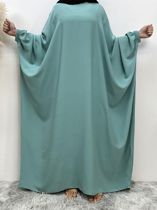 Women's Plain Batwing Sleeve Zipper Kaftan, Esme Kaftan Dress, Butterfly Abaya, Asian Suits Eid, Modest Clothes, Modest Loose Long Sleeve Maxi Dress for Spring & Fall, Modest Holiday Outfits, Kaftans for Women 1