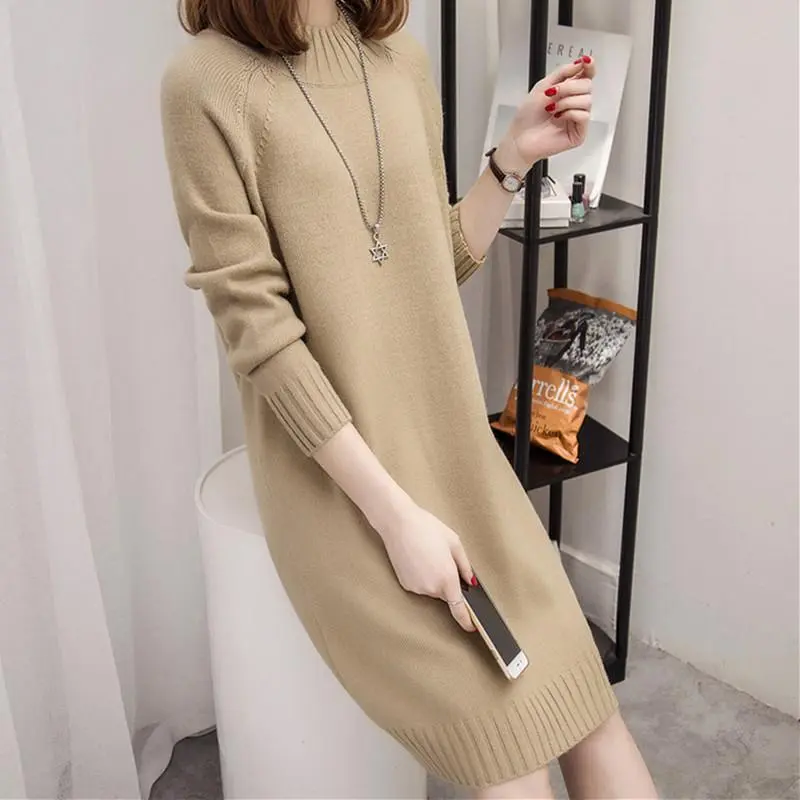 This Year's Popular Winter Thermal Insulation Girls like Sweater Women's Pullover Mid-Length Half Turtleneck 2024 Autumn and Winter Loose All-Matching Women's Knitted Undershirt Fashionable Outer Wear Tops Lingerie Basic Crewneck Longsleeve