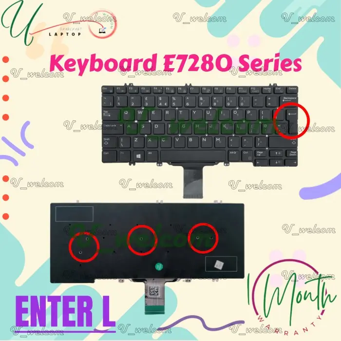KB Keyboard Latitude E7290 E7280 E7390 E5280 E5288 E5289 E5290 E7289 Series Enter L Big enter