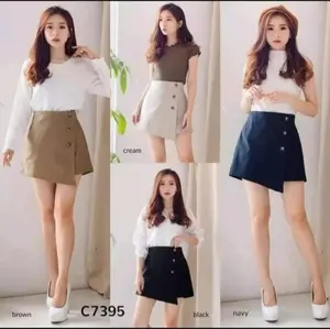 Rok Celana Terbaru / Korean Mini Skirt / Korean Style Hotpants Kekinian Ritsleting White