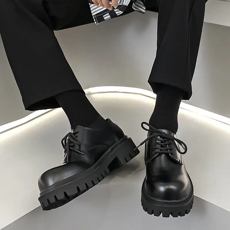 Giày Chunky Derby nam HOMME, Giày da 9517-R mũi tròn đế đúc cao 5cm 4