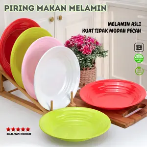 TOPTREE Piring Makan Melamin Cekung Ulir Anti Pecah – Tebal Premium BPA Free Tahan Panas Asli 100%