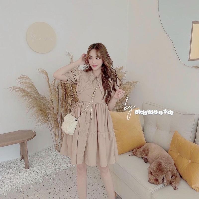 Váy babydoll kem cổ seᵰ bèo dễ thương, Đầm váy freesize babydoll cổ seᵰ 2 màu mặc đi chơi siêu đáng yêu giá siêu rẻ 4