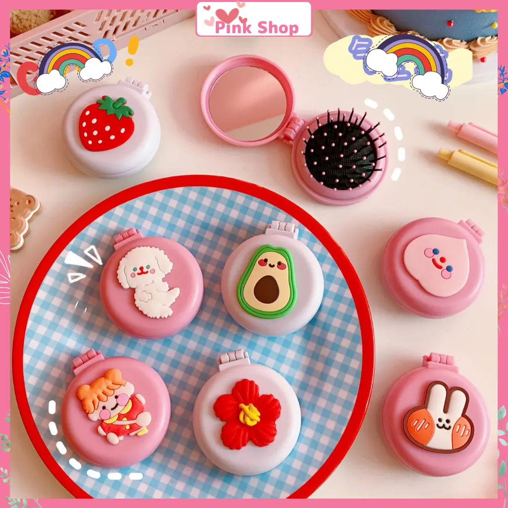 Lược kèm gương, Lược gỡ rối Pinkshop mini cầm vừa tay, dễ thương
