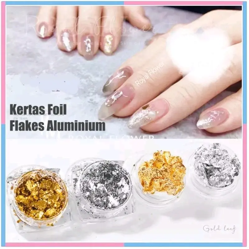 Foil Nail Art Aluminium Flakes / Kertas Foil Hiasan Kuku pontianak