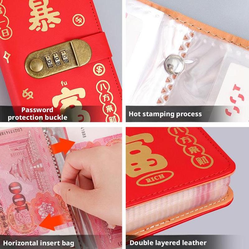 Chinese Red [Get Rich] Password Saving Book Hold Cash And Banknotes Large-Capacity Storage Book For Financial Management Money Saving Book 4