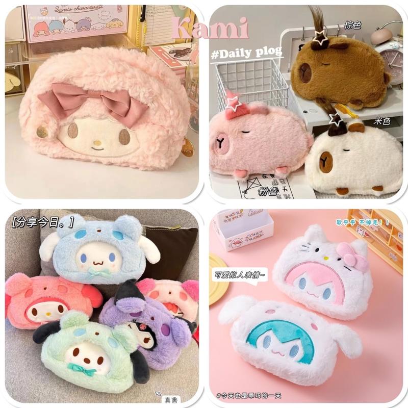 Túi đựng bút nhiều ngăn KAMI TB05 Hộp bút vải  mềm họa tiết gấu thỏ Bentoy ,túi đựng mỹ phẩm phong cách Hàn Quốc