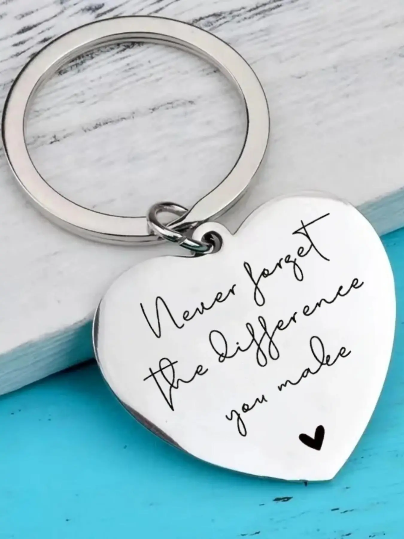 Fashion Letter Pattern Slogan Decor Heart Shaped Design Metal Keychain, Summer Accessories 2024, Stainless Steel  Fun Keychains for Men & Women, Creative Gifts, Key Chains for Women, Valentine's Day, Gift
